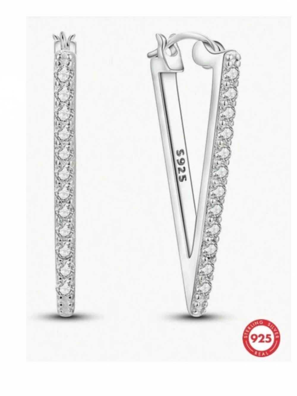 Inverted Triangular Sterling Silver Earrings